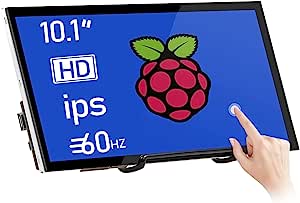 HMTECH Raspberry Pi Schermo 10.1 Pollice Touchscreen Monitor 1024x600 Portatile HDMI Monitor 16:9 IPS Schermo Display per Raspberry Pi 4/3/2/Zero/B/B+ Win10/8/7, Free-Driver