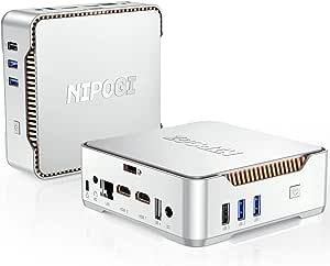 NiPoGi Mini PC, 12° Intel Alder Lake-Ν95 (fino a 3,40GHz), 16 GB RAM + 512 GB SSD M.2, Mini Computer, Supporta SSD SATA da 2,5", 2xHMDI+VGA 4K Triple Display per scuola/casa/ufficio