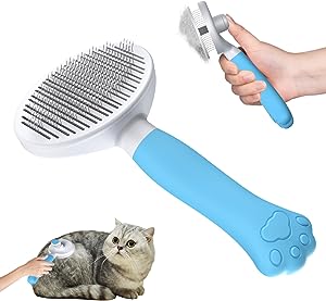 Spazzola per gatti e cani Zivacate [Impugnatura ergonomica e pulizia con un solo clic] Furminator per cani/gatti/conigli a pelo corto e lungo, Massaggiatore