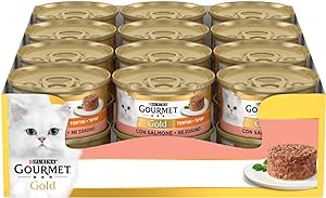 Purina Gourmet Gold Tortini Umido Gatto, con Salmone - 24 lattine da 85 g ciascuna (Confezione da 24 x 85)