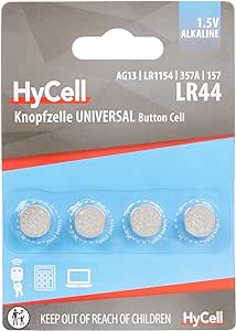 Hycell 1516-0024 Pile a Bottone Alcaline Set Batterie 4X Lr44 1,5V, V13Ga, Lr44/A76