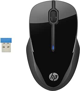 HP Mouse 250 Wireless, profilo sagomato e ergonomico, tecnologia LED blu, risoluzione fino a 1600 DPI, Nero
