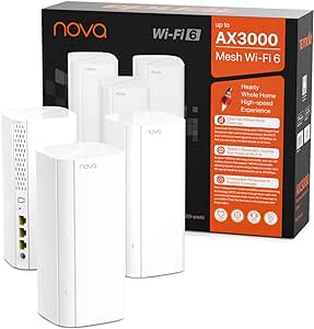 Tenda Nova MX12-3 AX3000 Mesh Wi-Fi 6 System, ampia copertura Wi-Fi fino a 650㎡, 1.7 GHz Quad-Core CPU, porte LAN Gigabit, supporta Alexa, 3-Pack