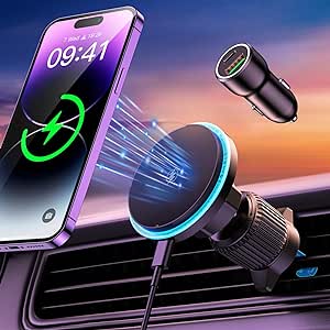 Rolgno Caricatore Wireless Auto Magnetico con QC3.0 Caricabatterie Rolgno