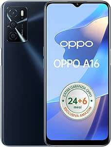OPPO A16 Smartphone, AI Triple Camera 13+2+2 MP Con FLASH, NFC, 6.52” 60HZ Display, 5000mAh, SuperVOOC + Power Saving, [Versione Italiana], Crystal Black