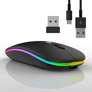 mouse wireless ricaricabile mouse bluetooth mouse usb,mouse ergonomico wireless mouse gaming wireless mouse senza fili 3 DPI retroilluminato a 7colori con ricevitore USB 2,4GHz per PC Mac