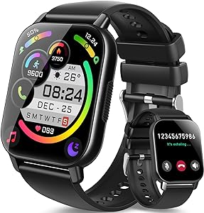 Smartwatch Uomo Donna con Effettua o Risposta Chiamate, 1.85" Orologio Smartwatch, Contapassi Sonno Cardiofrequenzimetro, 112 Modalità Sportive, IP68 Smart watch per Android IOS, Nero