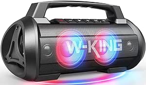W-KING 70W (90W PEAK) Cassa Bluetooth Potente, Casse Bluetooth Portatile Stereo/Bassi Profondi/EQ/IPX6, Speaker Bluetooth Grande con Powerbank/42 Ore/Luci, Altoparlante Musica per Microfono/TF/AUX