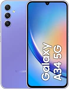 Samsung Galaxy A34 5G Smartphone Android, Display FHD+ Super AMOLED 6.6”, 8GB RAM e 256GB di memoria interna espandibile, Batteria 5.000 mAh, Awesome Violet [Versione Italiana]