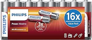 PHILIPS Confezione Economica di Batterie AA – 16 PHILIPS