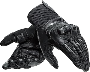 Dainese - Mig 3 Unisex Leather Gloves, Guanti Moto in Pelle per Uomo e Donna, Compatibilità Touchscreen, Palmo Rinforzato e Protezioni in TPU sulle Nocche, Traspiranti, Nero