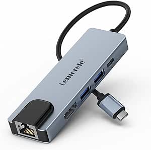 Lemorele Hub USB C Ethernet -6 in 1, Spazio Alluminio Adattatore USB C Hub con HDMI 4K, PD 100 W, 2 USB 3.0, Adattatore MacBook Air/Pro, iPad, Switch, Chromecast, Windows. Business Blue-Fashion Blue