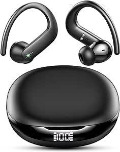 yobola Cuffie Bluetooth, Auricolari Bluetooth 5.3 HiFi Stereo Microfono Cancellazione del Rumore ENC, Cuffie Wireless IPX7 Impermeabili Controllo Touch, Cuffiette Bluetooth 40 Ore Display LED