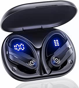 Cuffie Bluetooth Sport - Auricolari Bluetooth 5.0 HiFi, Cuffie Wireless In Ear con Riduzione del Rumore, Cuffiette Sportive Impermeabili IPX7, Display LED, Design Ergonomico, Nero