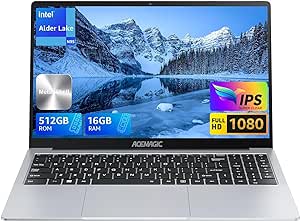 ACEMAGIC PC Portatile 15.6" Full HD,16GB DDR4 RAM 512GB SSD Intel N95 (fino a 3.4Ghz) Notebook,2.4G/5G WiFi,BT5.0,Type_C, USB3.2,HDMI,Webcam Computer Ufficio Grigio