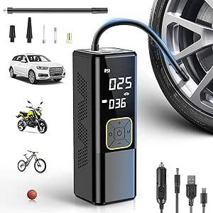 2023 Nuovo Compressore Aria Portatile, Weinsamkeit 6000mAh Pompa Elettrica per Bicicletta con Schermo LCD Digitale e Luce a LED, 150PSI Mini Compressore Auto per Veicoli, Biciclette, Palloni e Altro