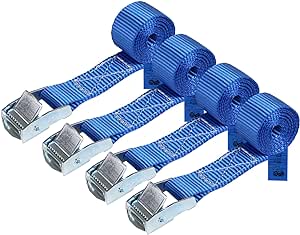 Cinghia di fissaggio Cinghie di tensione - blu - 2,5m 4m 6m - diverse quantità, sicura del carico resistenza fino a 250 kg DIN EN 12195-2, 4 pezzi 2.5 cm x 1 m
