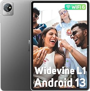 Blackview WIFI 6 Android 13 Tablet 10,1 Pollici, Tablet PC 8+64GB(2TB TF),3 Fotocamere/Bluetooth 5.0/6580mAh/1280 * 800 HD+ IPS/Google GMS/Widevine L1/OTG/Controllo Parentale/2 Anni Garanzia-Grigio