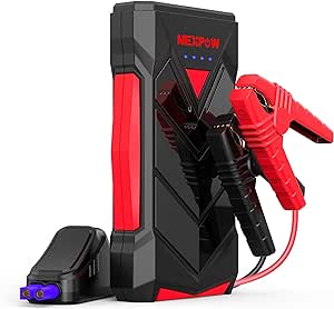 NEXPOW Power bank da 1000 A, avviamento per auto fino a 7 l di gas o 5,5 l diesel, 12 V di avviamento con ricarica rapida USB, Superafe Auto Booster con luce LED integrata