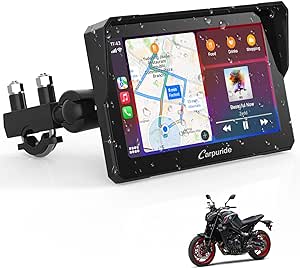 Carpuride W702 Senza Fili Schermata Carplay Per Moto, Portatile Apple CarPlay & Android Auto Per Moto, 7 Pollici Impermeabile Touchscreen ,Supporto Doppio Bluetooth, Navigazione GPS, Siri, Google.