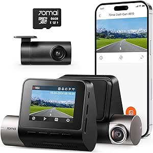 70mai Dash Cam Auto A510 Full-HD con Scheda 70mai A510-1-64GB