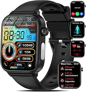 2024 Nuovo Smartwatch Uomo con ECG/Acido Urico/𝐆li𝐜𝐞𝐦𝐢𝐚/Pressione Arteriosa/Sonno/BMI/Temperatura Marsyu